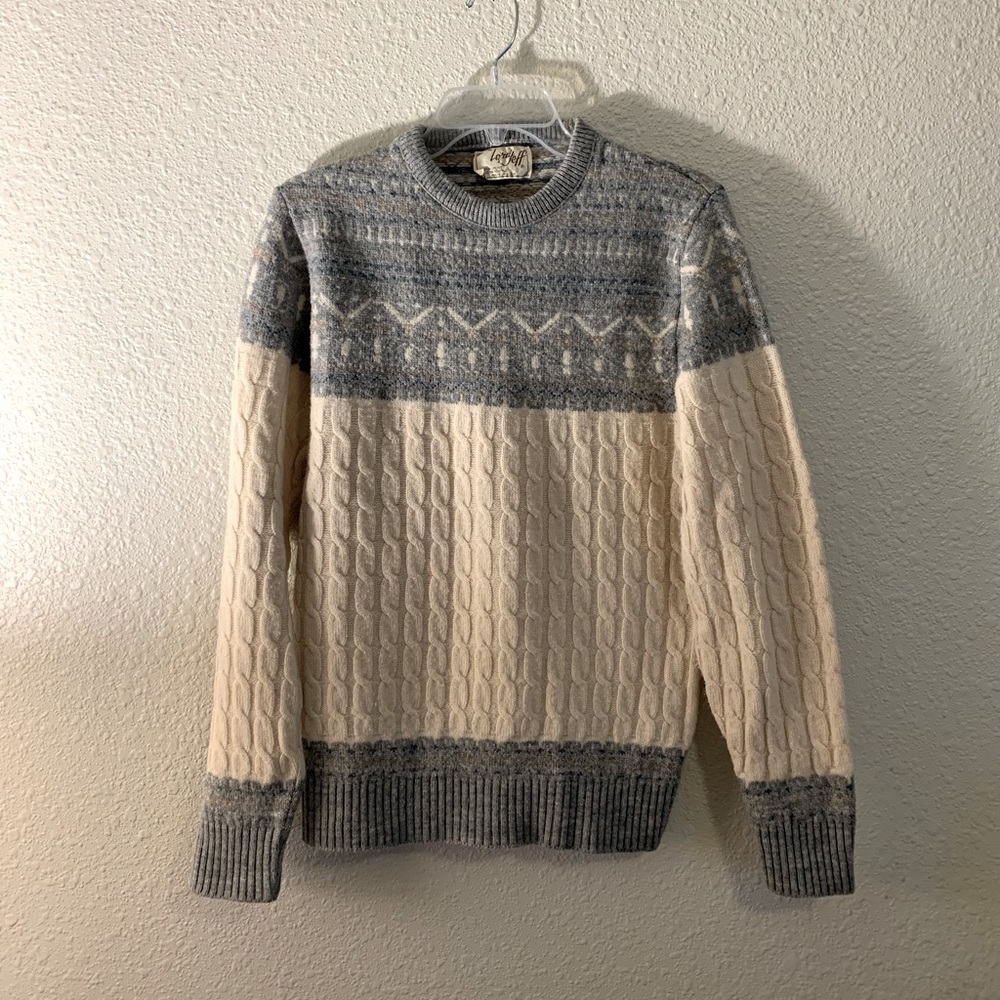 Gray & Cream Cableknit Fisherman’s Sweater